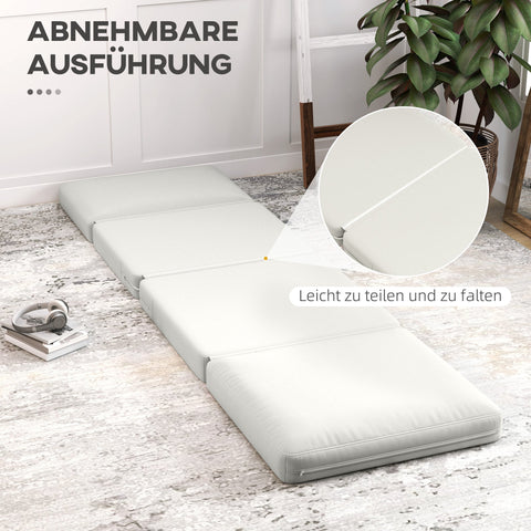 Rootz Folding Floor Chair - Convertible Upholstered Sofa - Meditation Chair - Velvet-like Fabric Comfort - 75 x 268 x 18 cm -  White