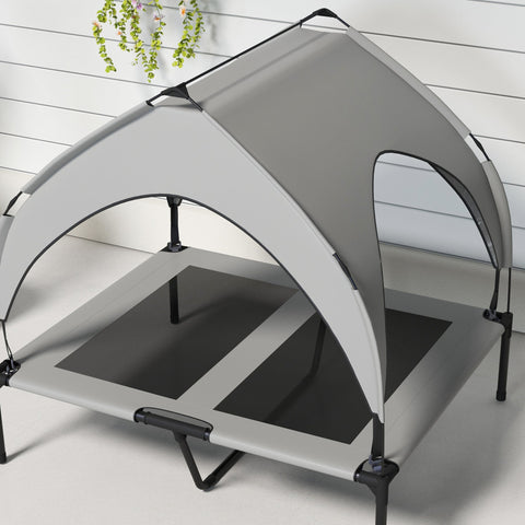 Rootz Dog Bed with Roof - Outdoor Dog Shelter - Elevated Dog Cot - Breathable & Water-Repellent - 91 x 76 x 89 cm - Comfort & Protection