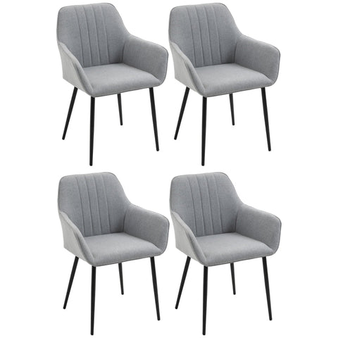 Rootz 4 Piece Set Upholstered Chairs - Comfortable Seating - Ergonomic Dining Chairs - Metal Legs - 59.5cm x 56.5cm x 81cm