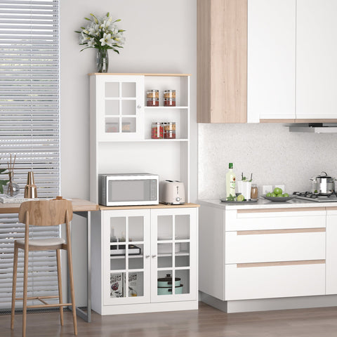 Rootz Kitchen Buffet - Kitchen Cupboard - Display Cabinet - Elegant Design - 80cm x 37cm x 183cm