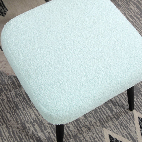 Rootz Stool with Cashmere-Look Fabric - Footrest - Steel Legs - Light Blue - 42cm x 42cm x 47cm