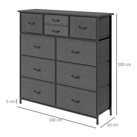 Rootz Fabric Drawers Chest of Drawers - Storage Cabinet - Fleece Drawers - Sturdy Steel Frame - 100cm x 30cm x 100cm