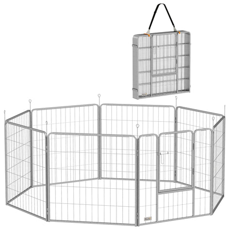 Rootz Pet Enclosure - Dog Fence - Pet Playground - Flexibly Customizable - Stainless Steel - 160x160x80cm