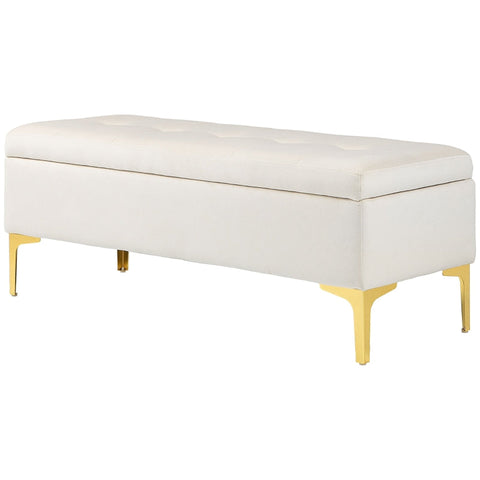 Rootz Upholstered Storage Bench - Bed Bench - Window Bench - Velvet-like Finish - 120cm x 44cm x 44.5cm