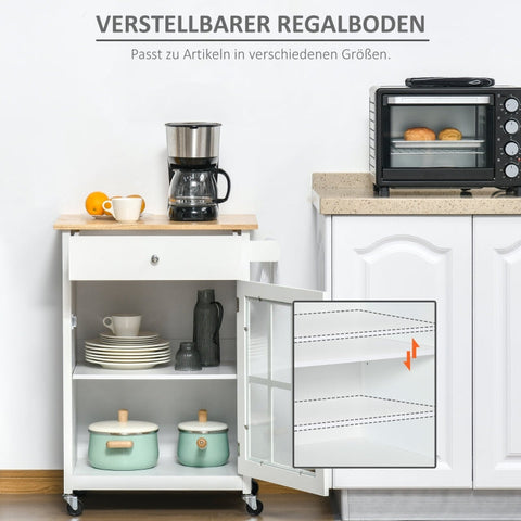 Rootz Keukentrolley - Rollende Keukenwagen - Mobiel Keukeneiland - Veelzijdige Opslag - Verstelbare Planken - Gemakkelijke Mobiliteit - 67W x 48D x 86,5H cm - MDF &amp; Rubberwood