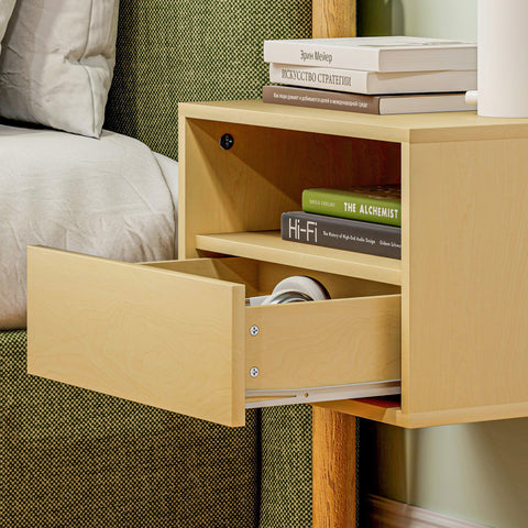 Rootz 2 Piece Wall Bedside Table Set - Nightstand - Bedside Table - Space-Saving Design - 45 x 35 x 27.5cm