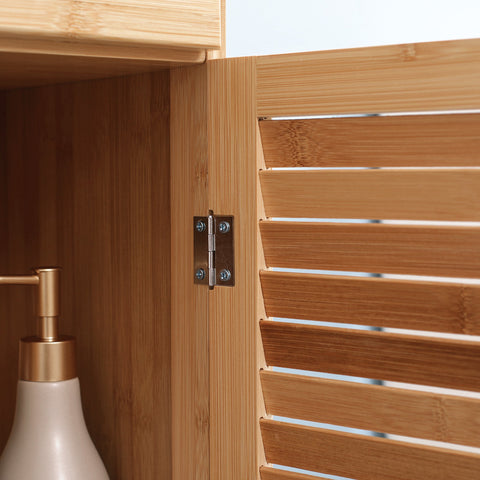 Rootz Bathroom Shelf - Storage Cabinet - Organizer Unit - Bamboo Construction - 3 Compartments, Drawer - 32 x 30 x 163 cm