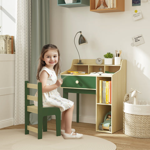 Rootz Children's Desk and Chair Set - Kids Furniture - Study Desk - Storage & Stability - 80.4cm x 50cm x 96cm