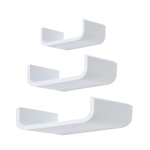 Rootz 3 Piece Set Wall Shelf Cube - Floating Shelves - Decorative Shelves - Versatile Installation - Trendy Design - Durable Material - 60W x 15D x 10H cm, 45W x 15D x 10H cm, 30W x 15D x 10H cm - MDF Board - White