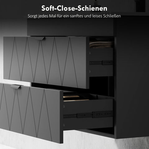 Rootz Hanging Sink Unit - Bathroom Cabinet - Black Base Cabinet - Space-Saving - 76L x 46B x 50H cm