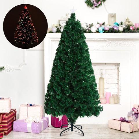 Rootz Artificial Christmas Tree - Fir Tree - LED Fiber Optic Tree - Reusable - Cost-Effective - Metal Stand - Ø60 x H120 cm