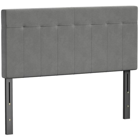 Rootz 3-Way Adjustable Bed Headboard - Padded Bed Backrest - Velvet Upholstered Panel - Metal Legs - Enhanced Comfort - 140x10x106/116/126cm - Grey