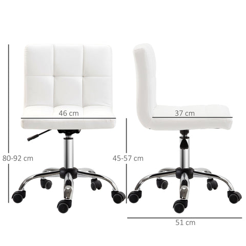 Rootz Office Chair - Swivel Chair - Ergonomic Seating - Mobility and Comfort - 46b x 51t x 80-92h cm - White Synthetic Leather