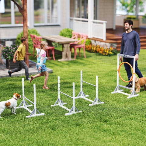 Rootz 4-Part Dog Agility Equipment Set - Training Kit - Exercise Gear - Height Adjustable - Fir Wood & Plastic - 72cm x 40cm x 69cm