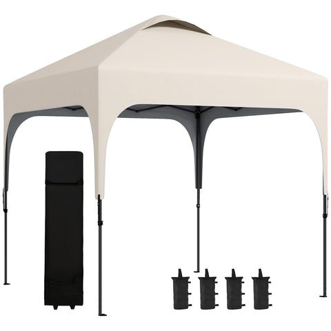 Rootz Garden Pop-Up Pavilion - Folding Tent - Height Adjustable Shelter - Anti-UV50+ Protection - Steel Frame - 253cm x 253cm x 268cm