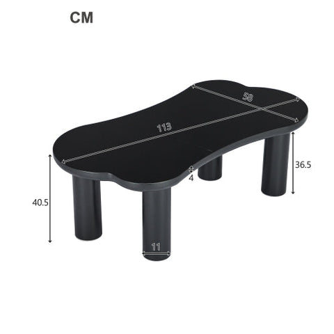 Rootz Coffee Table - Irregular Bone-Shaped - MDF Table - Floor Protection - 113cm x 58cm x 40.5cm - Modern Black Design