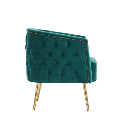 Rootz Stylish Reading Chair - Bucket Chair - Armchair - High-Density Foam Comfort - 65.27L x 64.77W x 73.66H cm - Dark Green Luxury Design