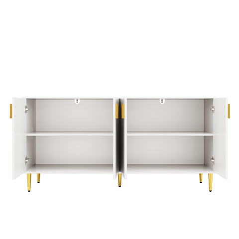 Rootz White Sideboard - Buffet Cabinet - Storage Unit - Elegant Design, Easy Cleaning, MDF, 152cm x 40cm x 75cm