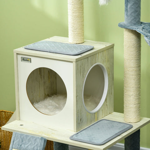 Rootz Ultimate Cat Tree - Scratching Post - Cat Tower - Hammock, Bed, Toys - 48cm x 40cm x 114cm - Chipboard, Velvet, Sisal