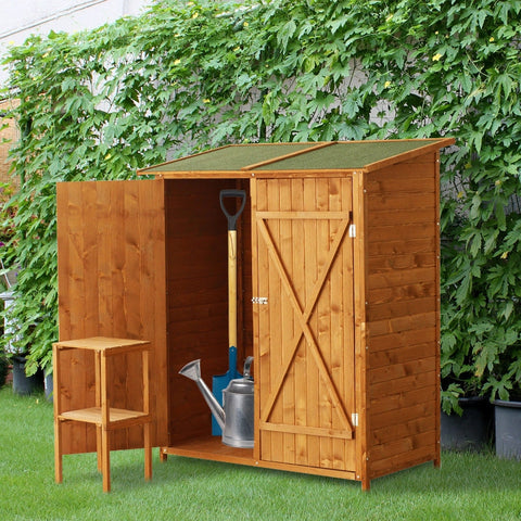 Rootz Tool Shed with Side Table - Garden Storage - Outdoor Shed - Weatherproof - Multi-functional - Secure - 139W x 75D x 160H cm - Fir Wood