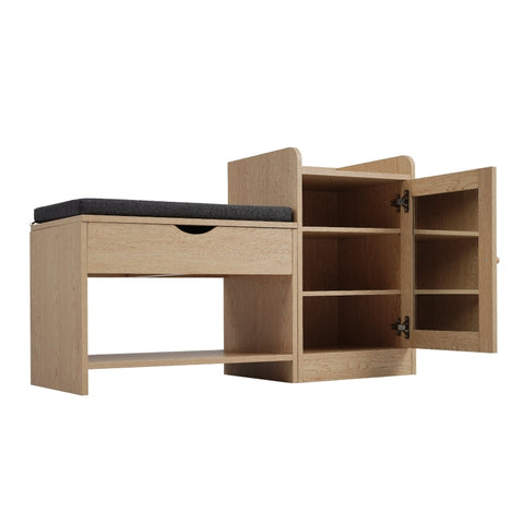 Rootz Shoe Bench Shoe Rack - Footwear Organizer - Storage Solution - Comfortable Seat - 100L x 38W x 62.5H cm