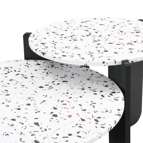 Rootz Modern Set of 2 Coffee Tables - Stylish Tables - Artistic Pattern Tables - Durable MDF - 70cm x 70cm x 35cm & 50cm x 50cm x 45.5cm