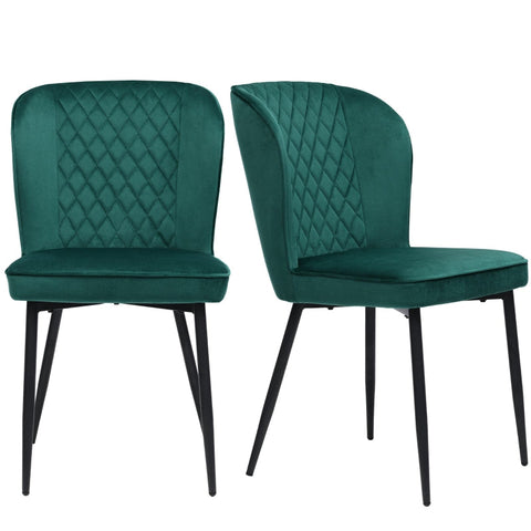 Rootz Set of 2 Dining Chairs - Velvet Upholstered Seats - Modern Design - Ergonomic Comfort - 47L x 49W x 86H cm - Easy Assembly & Durable