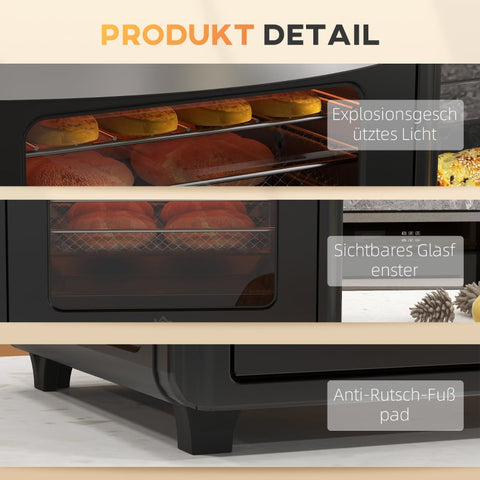 Rootz Mini Table Oven - Miniature Oven - Compact Cooker - 30L Capacity - Adjustable Temperature - 7 Cooking Modes - Energy Efficient - 43cm x 39cm x 39cm