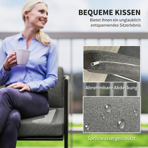 Rootz Poly Rattan Garden Sofa Set - Outdoor Lounge Set - Patio Furniture - Weatherproof - 116 x 60 x 69 cm - Brown/ Grey