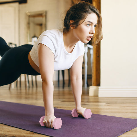 Rootz 6 Set Dumbbell - Steel Weights - Home Workout Benefits - 13x6x6cm to 16x7.5x6cm - Purple and Brown