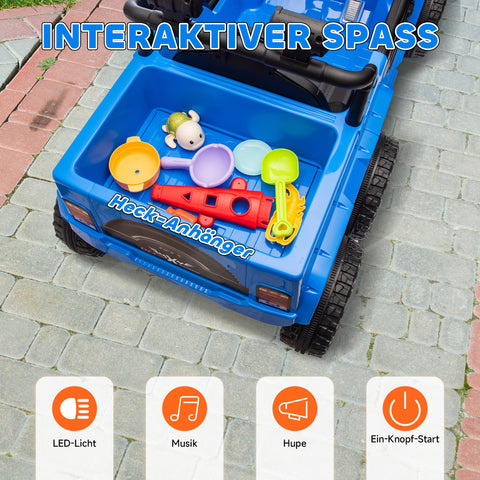 Rootz 12V Electric Kids Car with Trailer - Ride-On Vehicle - Motorized Car - Safe Rides - 122L x 62.5W x 65H cm, Ages 3-8, Light Blue