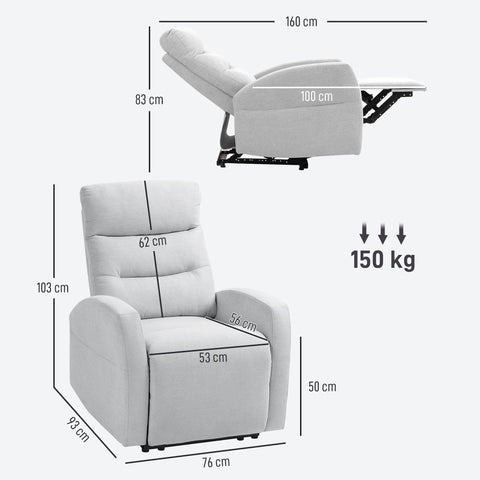 Rootz Adjustable Relaxation Armchair - Modern Upholstered Chair - Recliner with Footrest - Comfortable Seating - 76cm x 93cm x 103cm