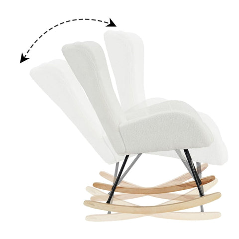 Rootz Elegant Teddy Velvet Rocking Chair - Leisure Chair - Relaxing Chair - Optimal Comfort - 67.5L x 93W x 93H cm