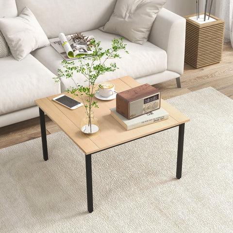Rootz Retro Coffee Table - Elegant Side Table - Stylish Living Room Table - Natural Fir Wood & Iron - 70cm x 70cm x 45cm - Strong Support - Generous Table Top - Floor Protection
