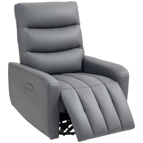 Rootz Relaxation Armchair - Upholstery Chair with Lying Function - Recliner - USB Ports - Grey - 79x89.5x104cm