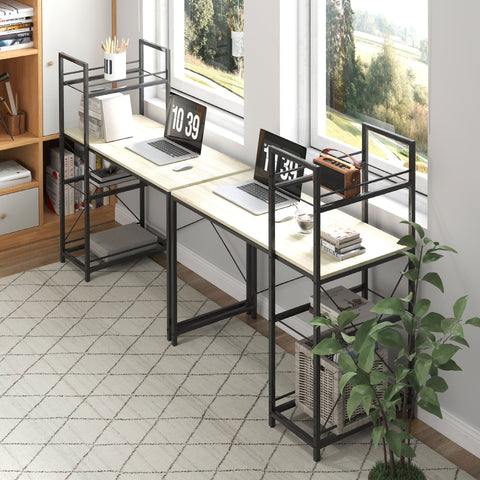 Rootz Computer Table with Reversible Shelves - Office Desk - Computer Desk - Modular Storage - 110x53x115.5cm Brown & Black