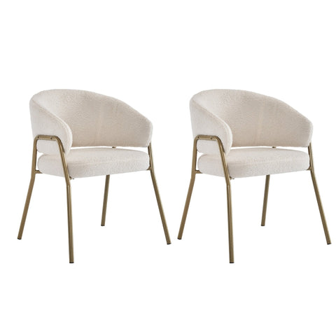 Rootz Modern Dining Chair - Lambskin Look - Luxury Seating - Exceptional Comfort - Gold-Plated Legs - 49L x 48W x 78H cm
