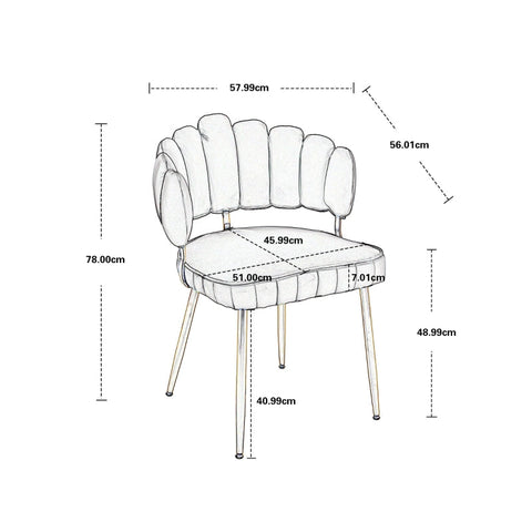 Rootz Set of 2 Velvet Dining Chairs - Elegant Dining Seats - Ergonomic Comfort - High-Quality Velvet - 56cm x 58cm x 78cm
