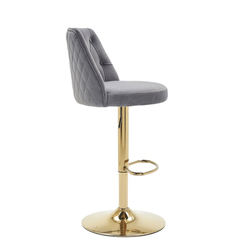 Rootz 2 Piece Set Bar Stool - Adjustable Stools - Modern Swivel Chairs - Soft Velvet Fabric - 48cm x 54cm x 92-113cm