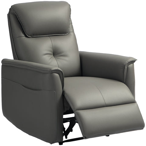 Rootz Recliner Chair - Adjustable Armchair - Lounger with Footrest - Pocket Spring Seat, Side Pockets - 84cm x 89cm x 105cm - Grey