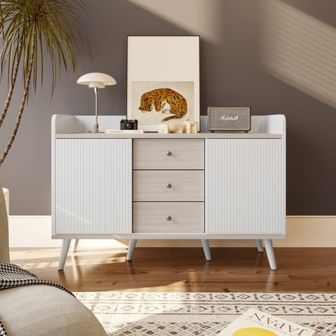 Rootz Modern Sideboard - Storage Cabinet - Elegant Buffet Table - Ample Storage - 117.5L x 40W x 80H cm
