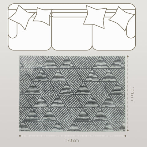 Rootz Grey Carpet - Living Room Rug - Washable Lane Carpet - Allergy-Friendly - 150 x 80 cm - Modern Style