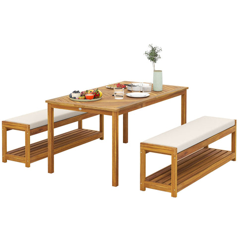 Rootz 3 Piece Garden Furniture Set - Outdoor Seating Set - Patio Dining - Brown - Comfortable Cushions - 150cm x 85cm x 75cm