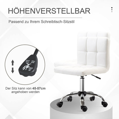 Rootz Office Chair - Swivel Chair - Ergonomic Seating - Mobility and Comfort - 46b x 51t x 80-92h cm - White Synthetic Leather