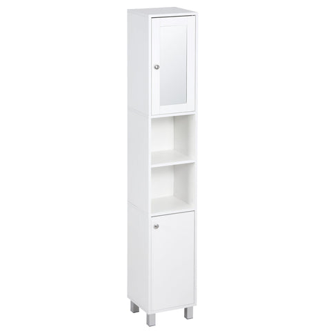 Rootz Tall Bathroom Cabinet - Storage Unit - Adjustable Shelves - Space-Saving - 30 x 28 x 180 cm - White Finish