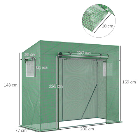 Rootz Greenhouse UV Protection - Plant Shelter - Garden Conservatory - Mosquito Net - Reinforcement Rods - 200L x 77W x 169H cm