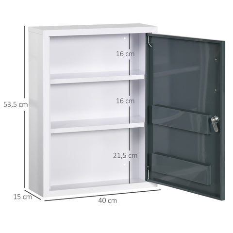 Rootz Medication Cabinet - Medicine Cupboard - Lockable Storage Unit - Secure & Spacious - 40 x 15 x 53.5 cm