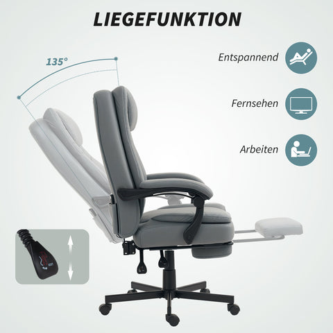 Rootz Grey Office Chair - Ergonomic Desk Chair - Massage Function - Relaxation & Comfort - 64cm x 69cm x 112-120cm