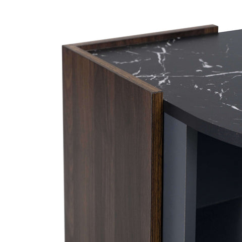 Rootz Black Marble Coffee Table - Elegant Coffee Table - Walnut Coffee Table - Durable & Stable - 96.5L x 63W x 40H cm