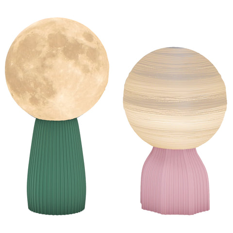 Rootz Table Lamp Set - Planetary Lamps - 3D Technology Lights - USB Powered - Adjustable Brightness - Ø15 x 27.5cm, Ø15 x 23.5cm